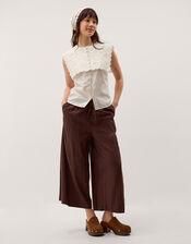 Lexi Sleeveless Embroidered Linen Blend Top, Ivory (IVORY), large