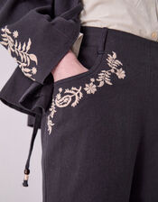 East Esme Embroidered Trousers, Grey (CHARCOAL), large
