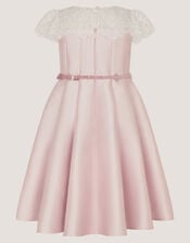 Angelina Lace Satin Party Dress, Pink (DUSKY PINK), large