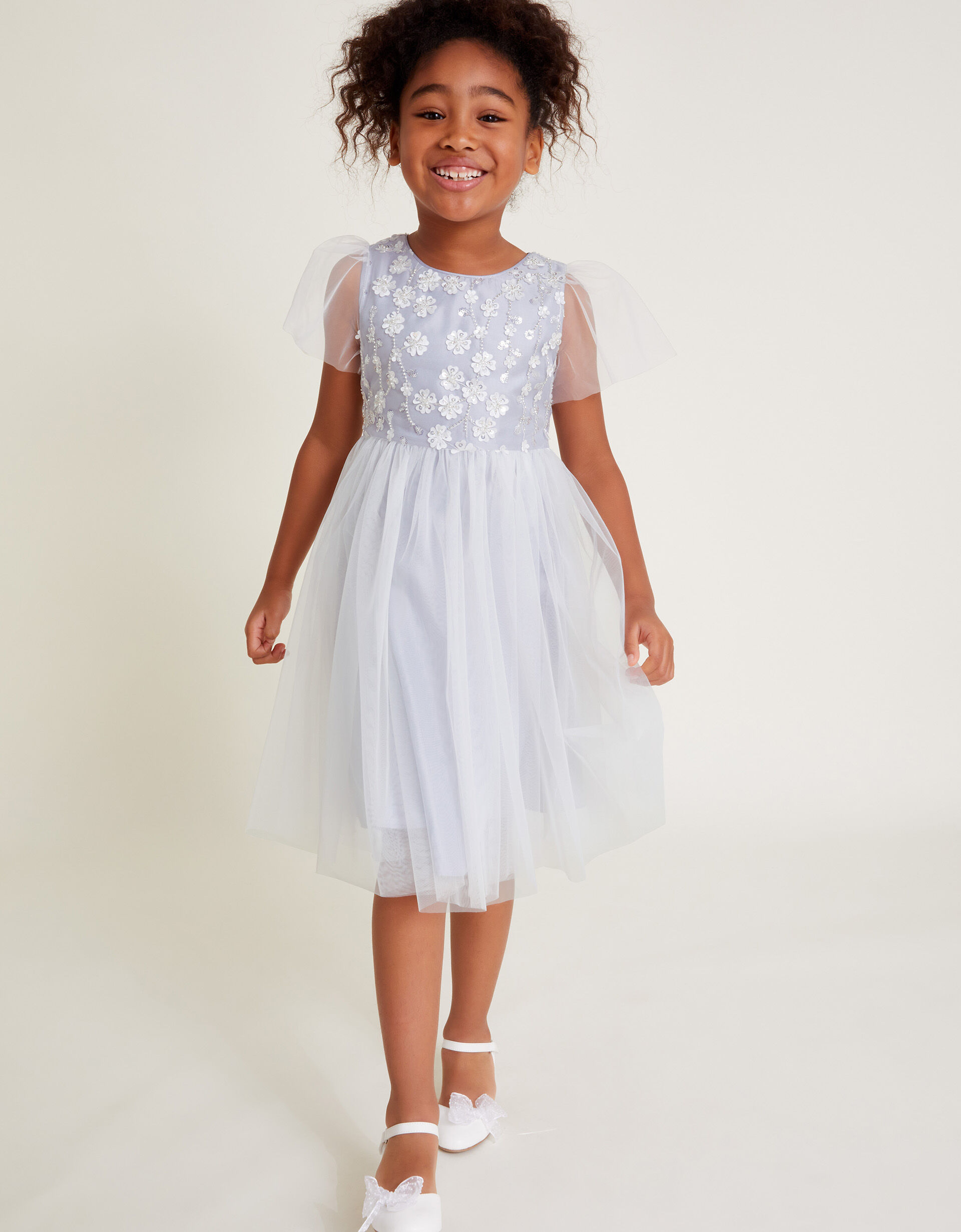 Monsoon grey flower girl dress outlet