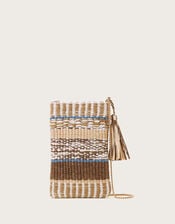 Raffia Beaded Phone Bag, , large