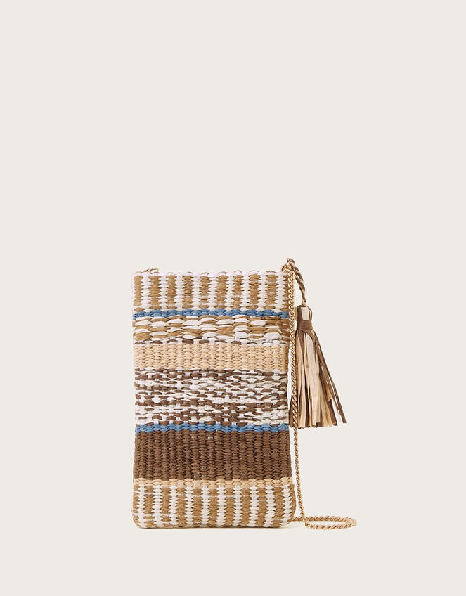 Raffia Beaded Phone Bag, , large