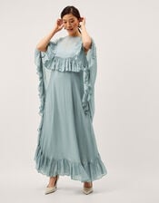 Jodie Ruffle Cape Chiffon Maxi Dress, Blue (PALE BLUE), large