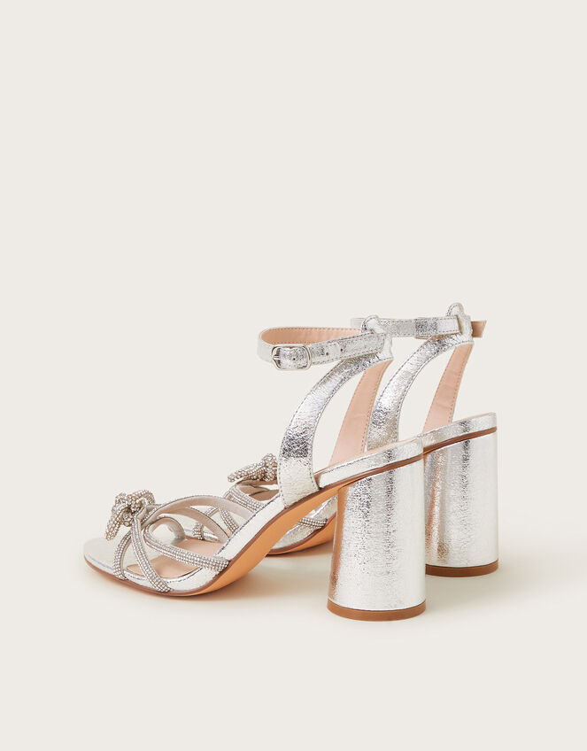 Darla Diamante Bow Heel Sandals, Silver (SILVER), large
