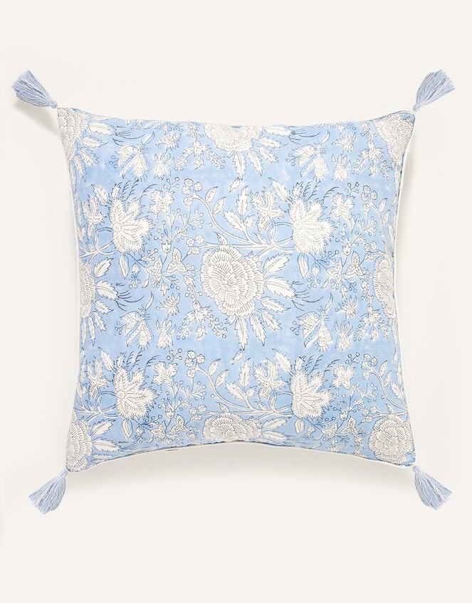 ARTISAN STUDIO Woodblock Floral Cushion, , large