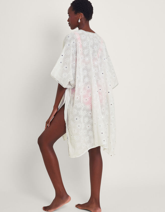 Sequin Embellished Kimono, White (WHITE), large