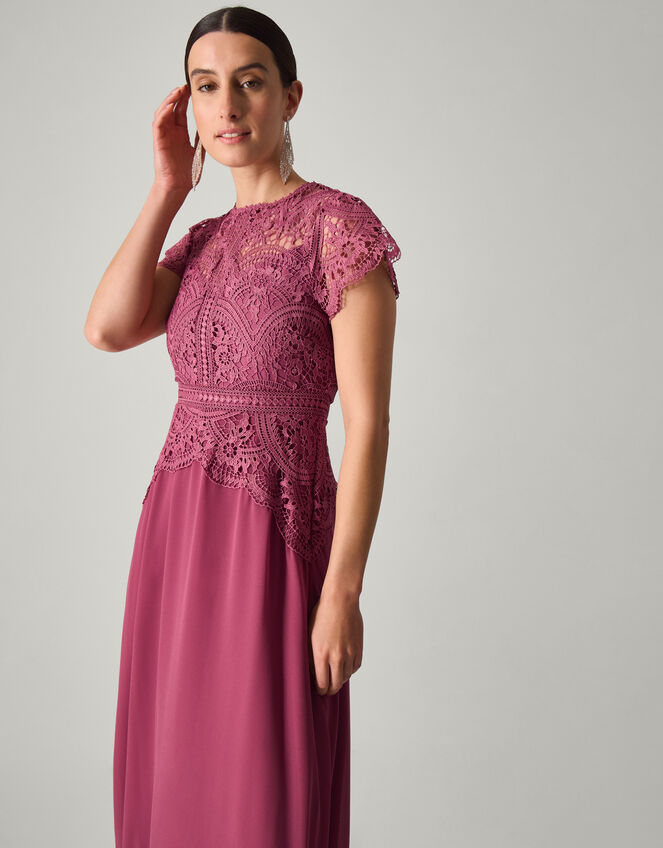 Monica Lace Bridesmaid Dress, DARK PINK, large