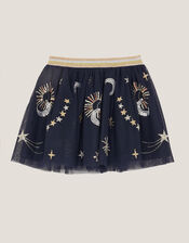 Cosmic Embellished Mesh Skirt, Blue (NAVY), large