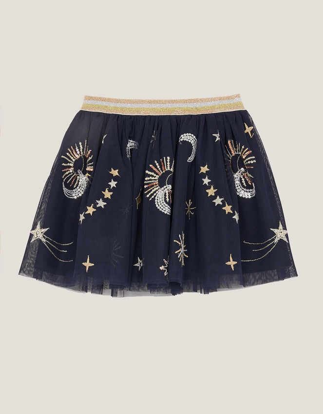 Cosmic Embellished Mesh Skirt, Blue (NAVY), large
