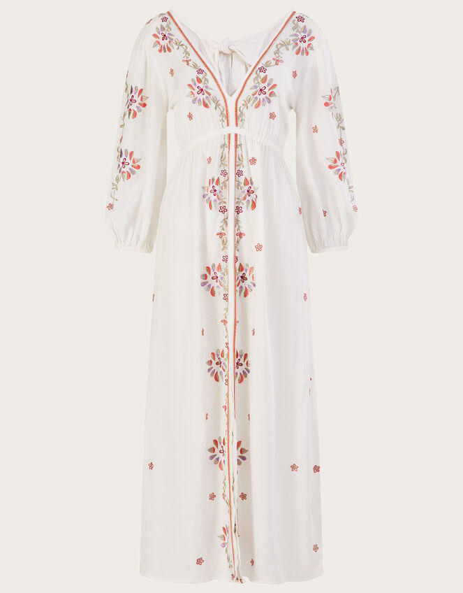 Ivory With Mauve Striped Kaftan Dress