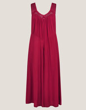 Rachel Sleeveless Culotte Jumpsuit, Red (BURGUNDY), large