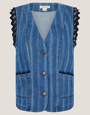 Ottilie Denim Stripe Waistcoat, Blue (DENIM BLUE), large
