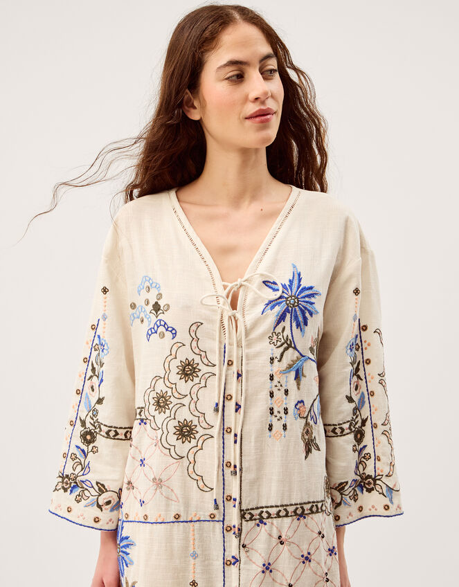 Julie Embroidered Midi Kaftan, Ivory (IVORY), large
