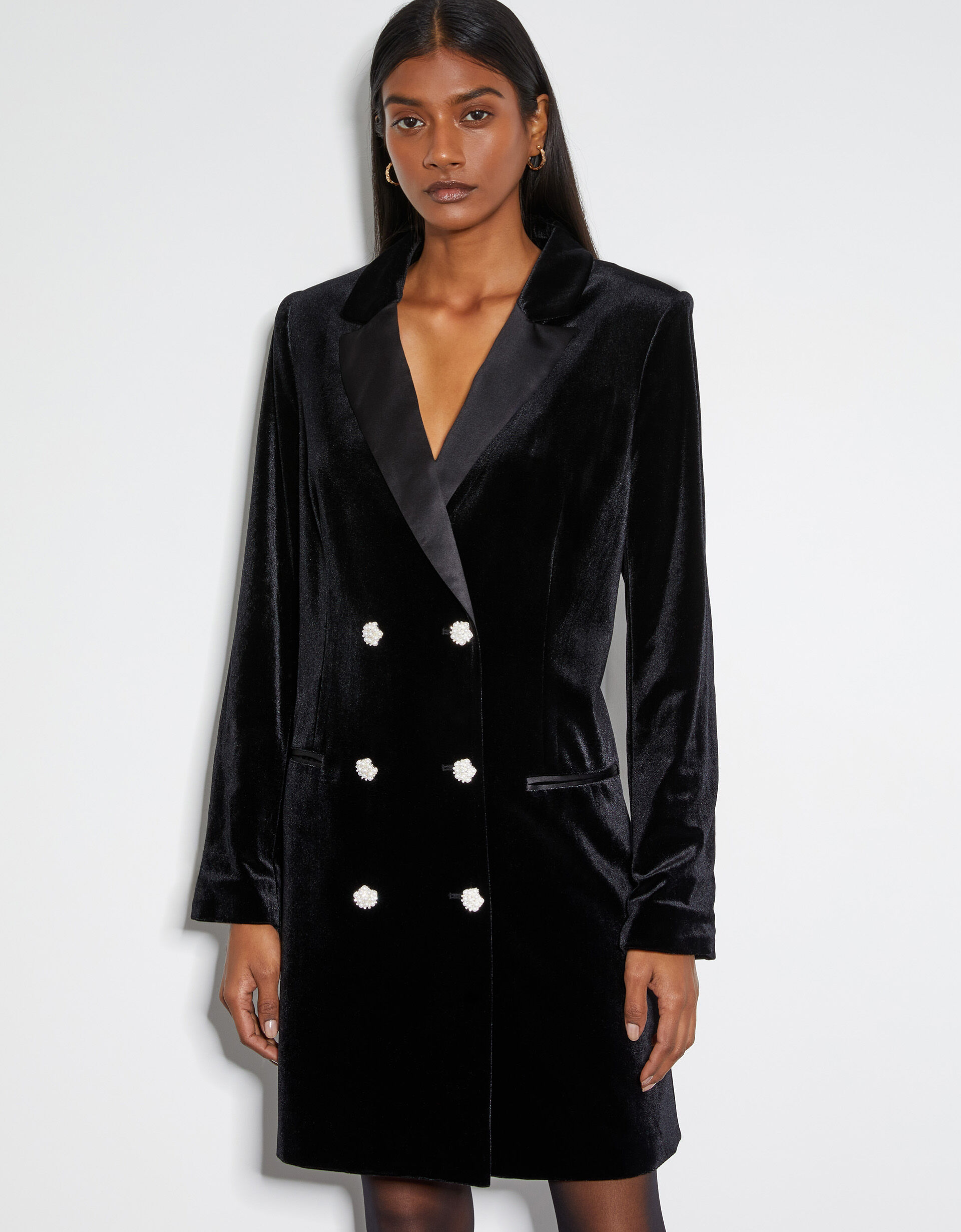Valery Velvet Blazer Dress Black