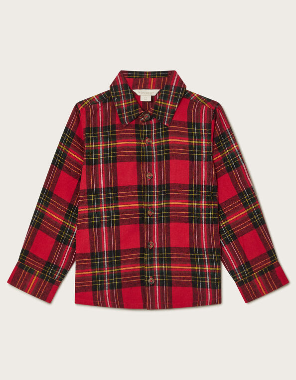 Long Sleeve Tartan Flannel Shirt, Multi (MULTI), large