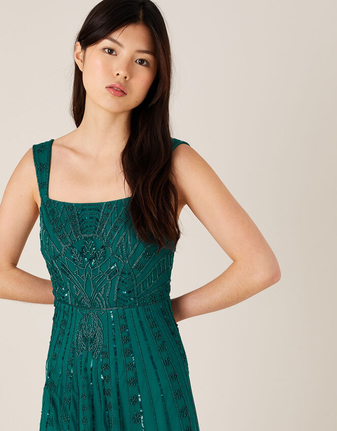 Sabina Square Neck Maxi Dress, Green (GREEN), large