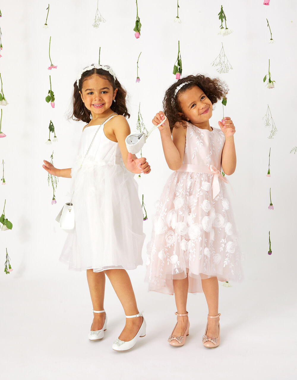 Children Girls 3-12yrs | Blossom 3D Glitter Net Dress Ivory - TE98880