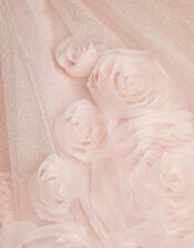 Arabella 3D Roses Dress, Pink (DUSKY PINK), large