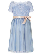 Lace Bodice Off-Shoulder Dress, Blue (BLUE), large