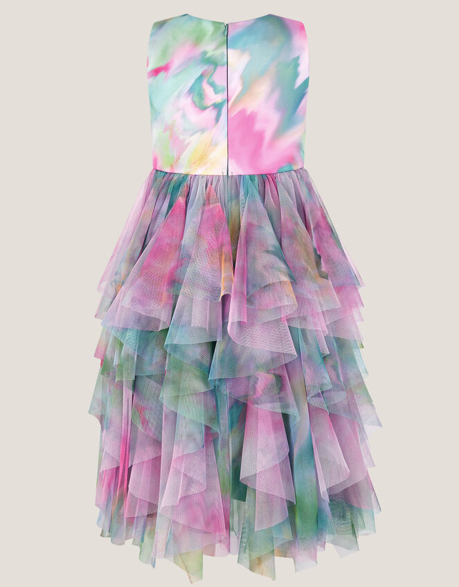 Watercolour Sleeveless Ruffle Party Dress, Multi (MULTI), large