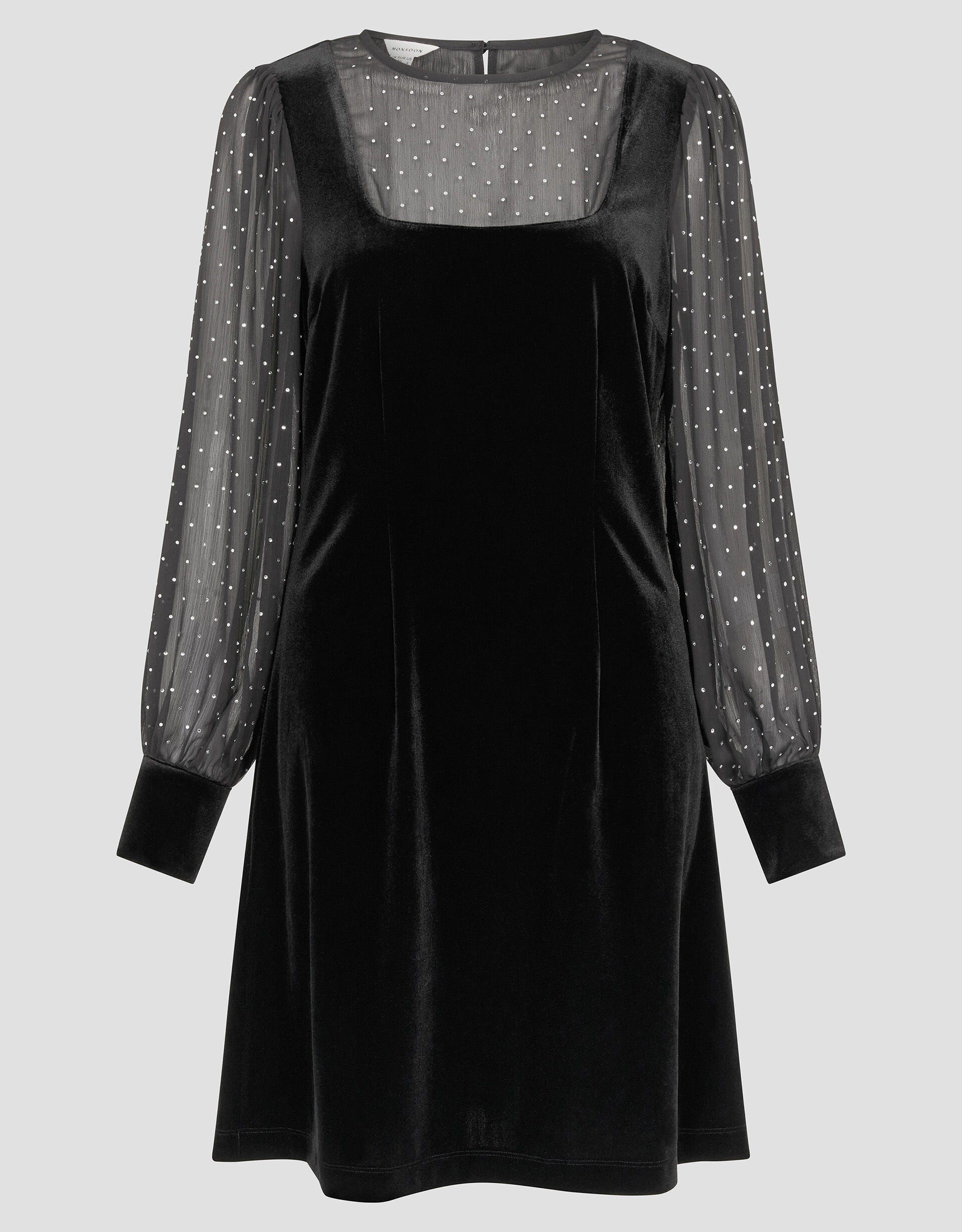 Mel Sheer Sleeve Velvet Mini Dress Black