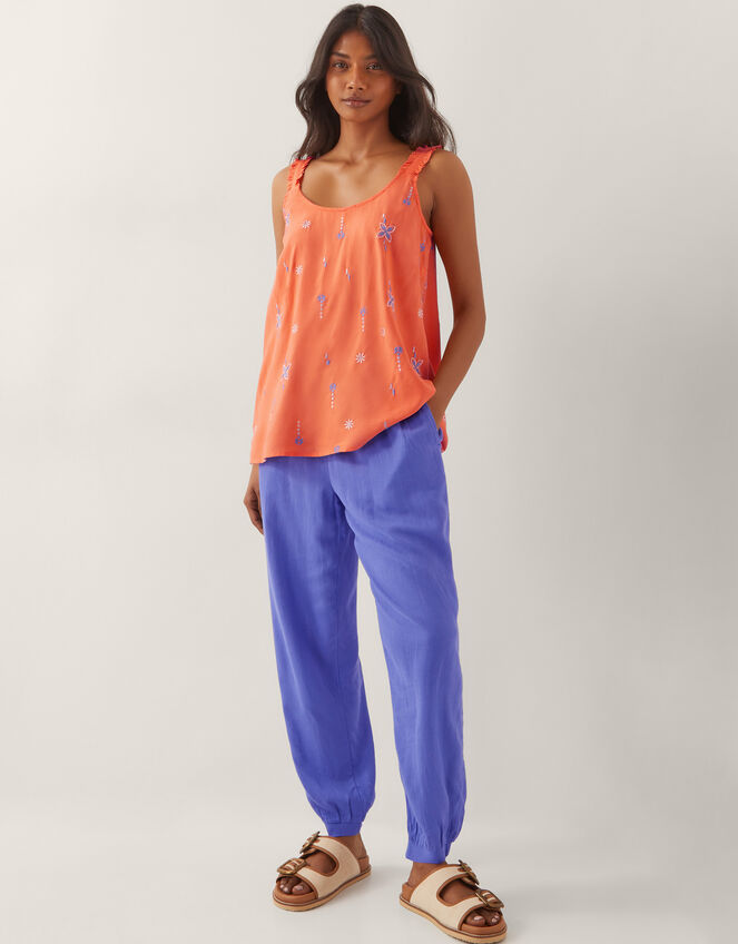 Kamila Embroidered Cami Top, Orange (ORANGE), large