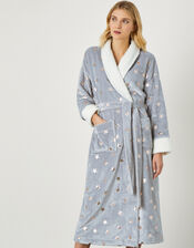 Star Foil Fluffy Dressing Gown, Grey (GREY), large