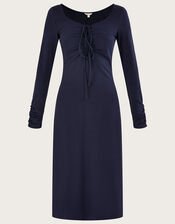 Ruched Jersey Midi Dress, Blue (NAVY), large
