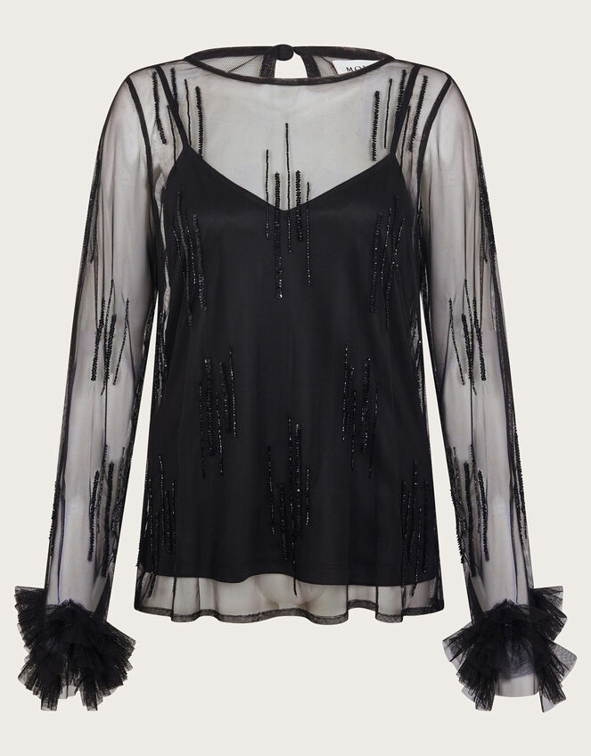 Carmen Corsage Top, Black (BLACK), large