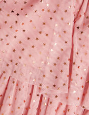 Metallic Star Tiered Mesh Dress, Pink (PINK), large