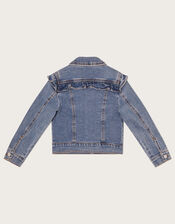 Frill Denim Jacket	, Blue (BLUE), large