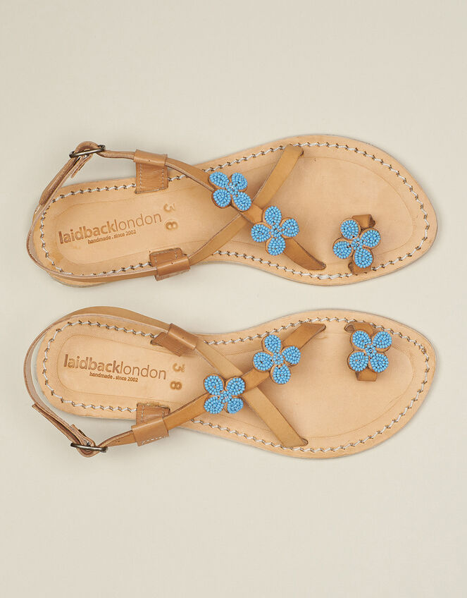 Laidback London Blyth Leather Sandals, Blue (TURQUOISE), large