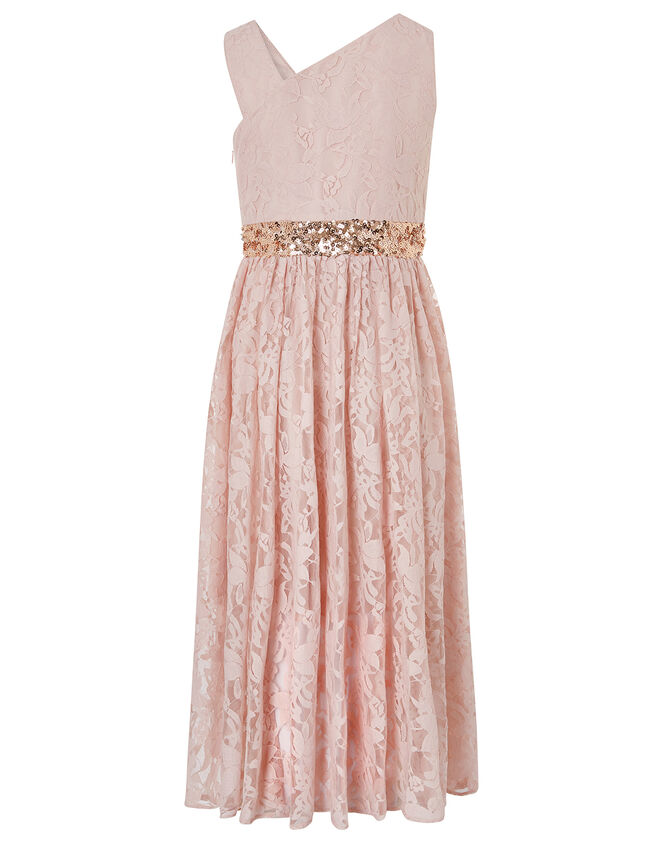 Abigail One-Shoulder Lace Dress with Sequins, Pink (PINK), large