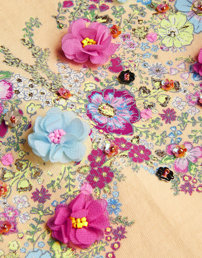 Floral Butterfly Frilly T-Shirt, Yellow (YELLOW), large