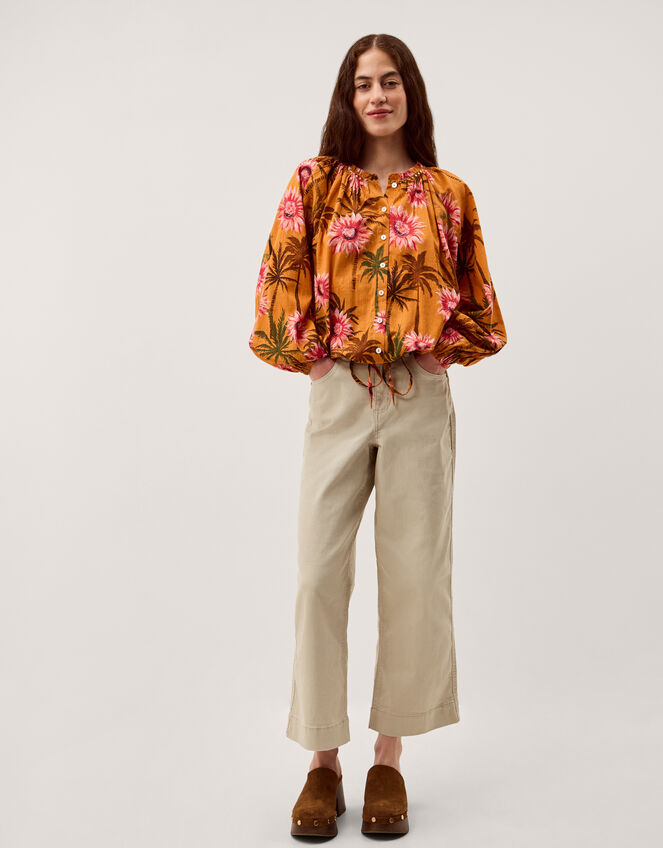 Hallie Regular Cropped Wide Leg Jeans Natural