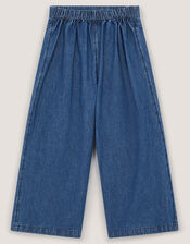 Embroidered Pocket Chambray Trousers, Blue (BLUE), large