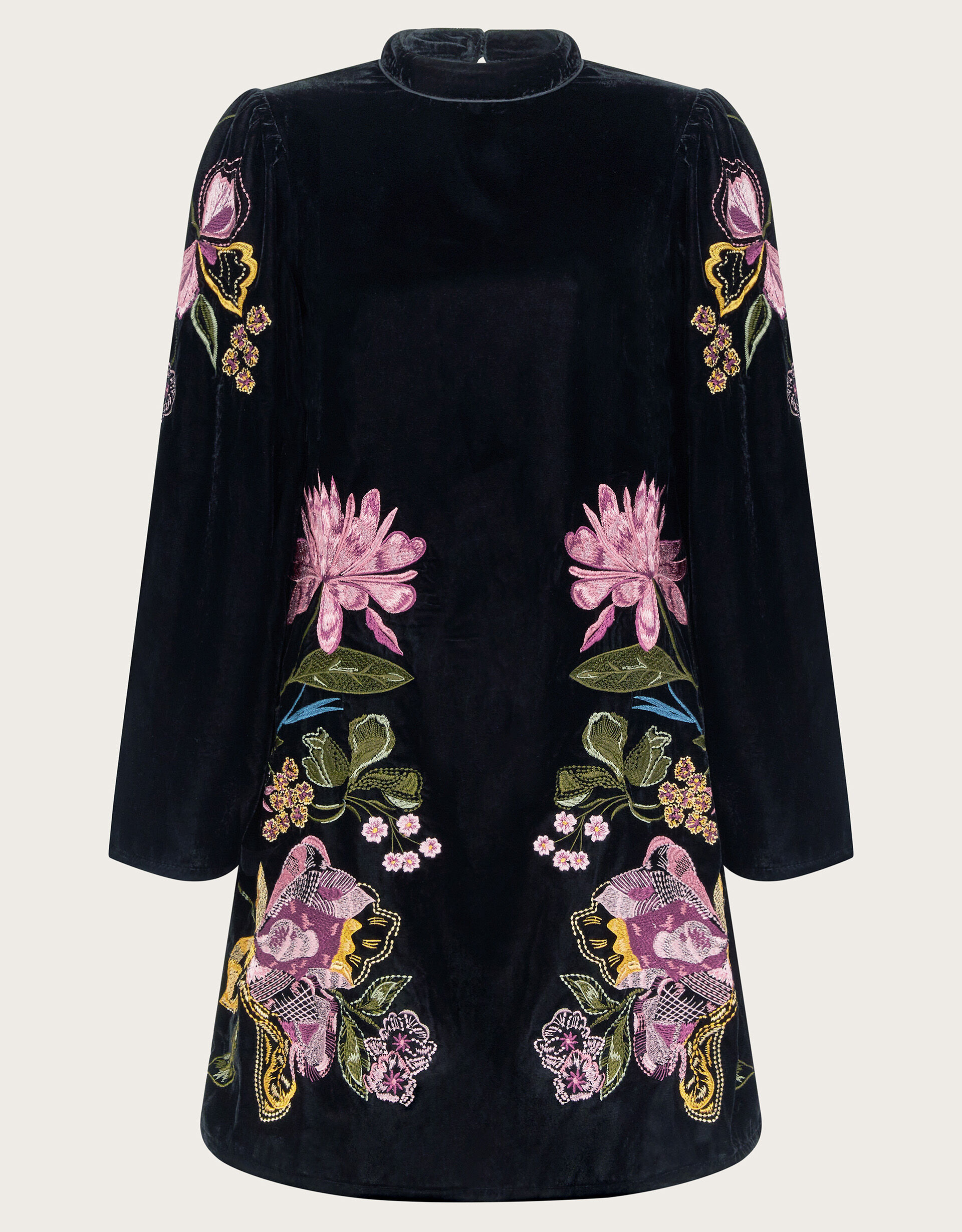MARTE Velour Embroidery Layered Dress