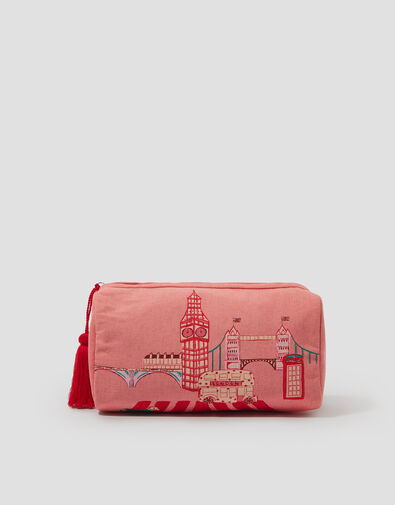 London Canvas Make Up Bag, , large