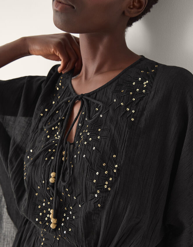 Jada Embellished Mini Kaftan, Black (BLACK), large