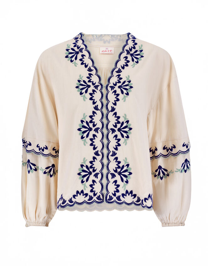 East Cresta Long Sleeve Embroidered Blouse, Ivory (IVORY), large