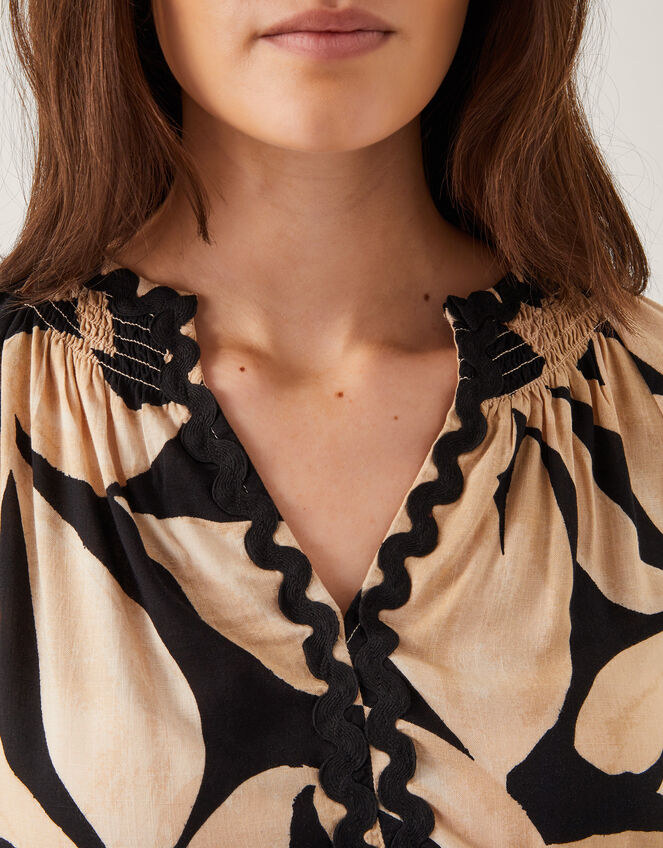 Annie Print Short Sleeve Top, Black (BLACK), large