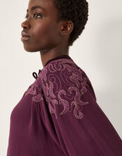 Mallory Embroidered Blouse, Purple (PURPLE), large