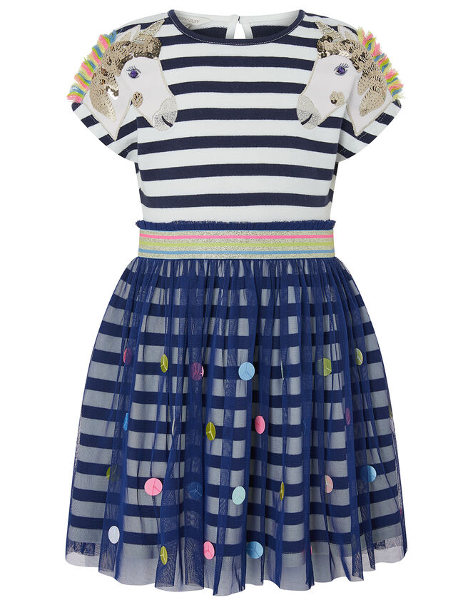 Unicorn 2-in-1 Dress in Organic Cotton and Recycled Fabric, Blue (BLUE), large