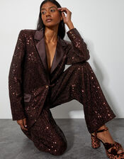 Monsoon x Sarah Corbett-Winder Satin Sequin Blazer, Bronze (BRONZE), large