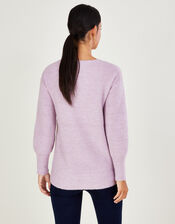 Super-Soft Ribbed Ballet Wrap Jumper, Purple (LILAC), large