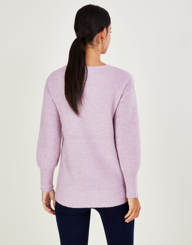 Super-Soft Ribbed Ballet Wrap Jumper, Purple (LILAC), large