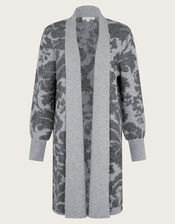 Pip Floral Pattern Coatigan, Grey (CHARCOAL), large