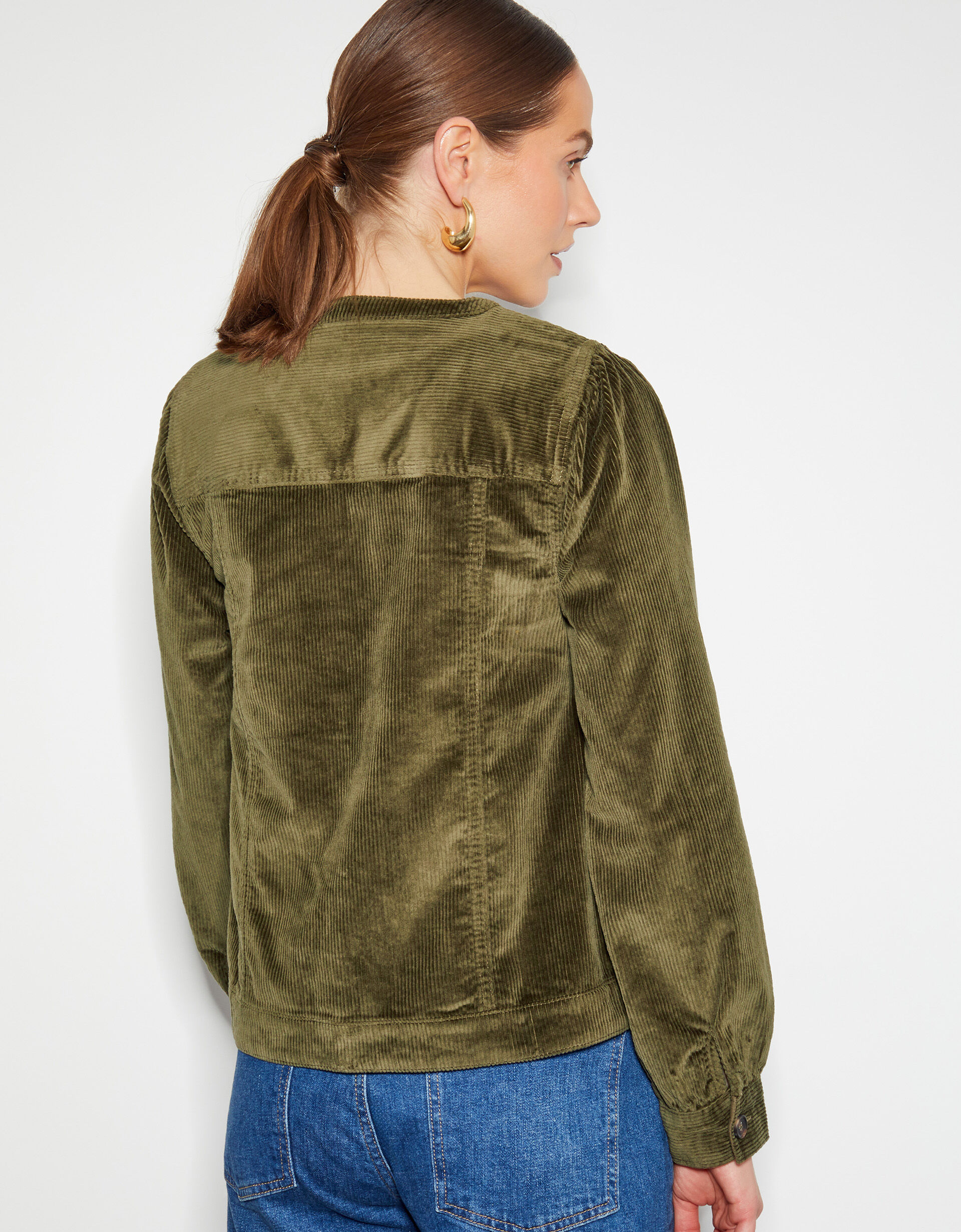 Green cord coat top