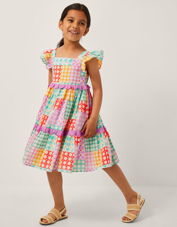 Colourblock Star Print Dress, Multi (MULTI), large