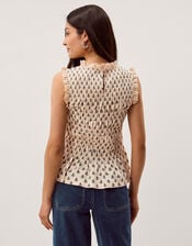 Amaya Sleeveless Printed Jersey Top, Ivory (IVORY), large